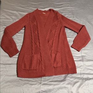 Maroon wrap sweater, large
